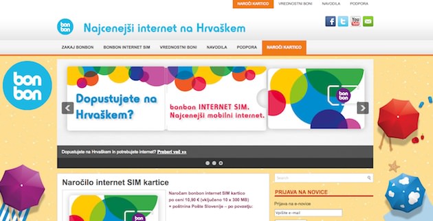 bonbon internet sim Bonbon internet   najcenejši internet na Hrvaškem   mojbonbon.si