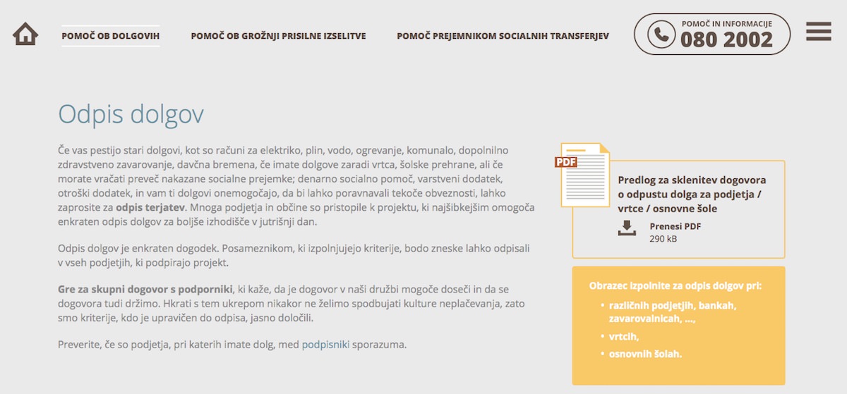 Odpis dolgov informacije in obrazci / paketpomoci.si