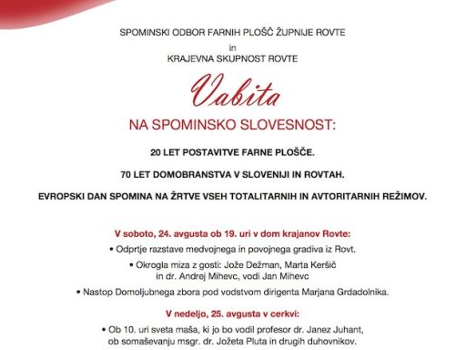 Vabilo Spominska Slovesnost Rovte