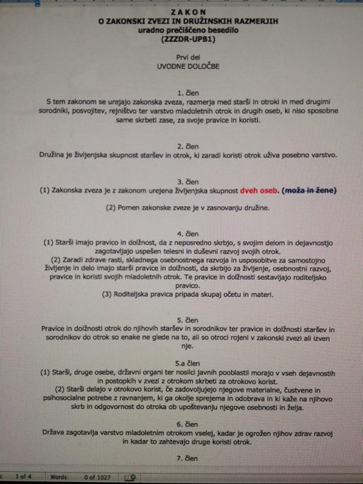 Novela zakona o zakonski zvezi in družinskih razmerjih sprejeta