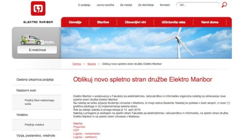 Elektro Maribor - natečaj za novo spletno stran družbe Elektro Maribor