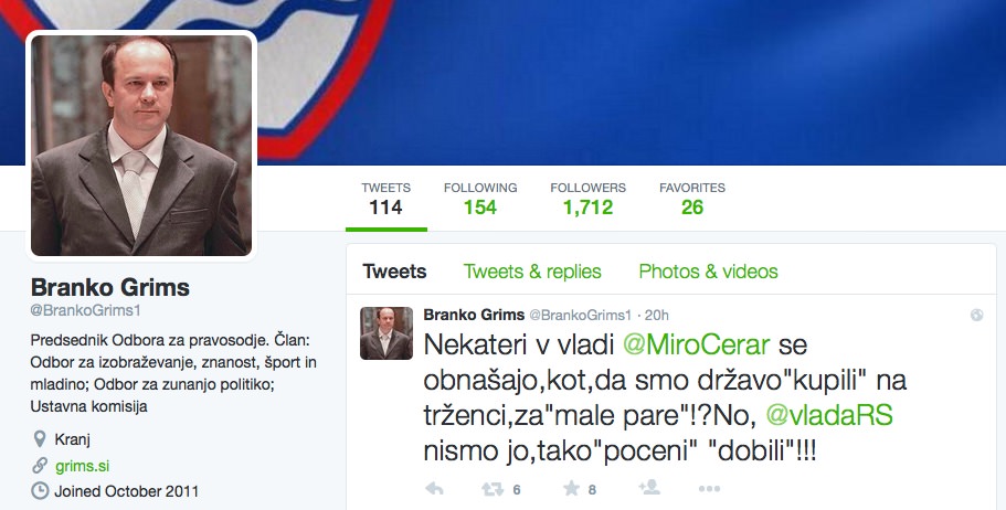 Slovenščina in mag. Branko Grims na Twitterju