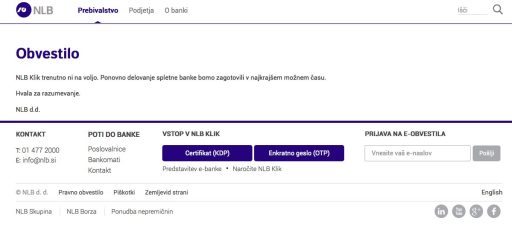 NLB Klik ne deluje / kaj je novega?
