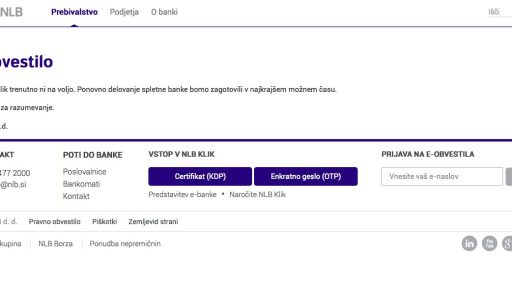 NLB Klik ne deluje / kaj je novega?