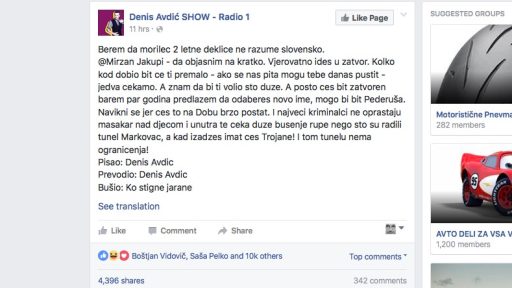 Denis Avdić na Facebooku / kaj ti je tega treba bilo