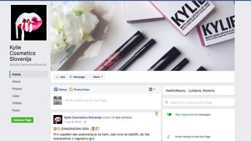 Kylie Cosmetics Slovenija / Kylie Jenner in Facebook stran