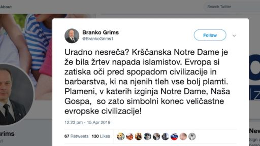 Kako sta Branko Grims in Žan Mahnič izkoristila požar v Notre Dame za svojo propagando1