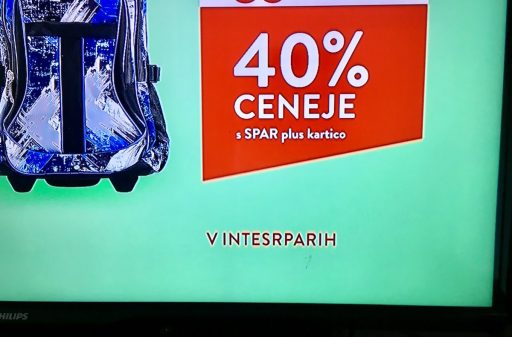 Interspar je Intesrparih napacno poimeovanje v TV oglasu