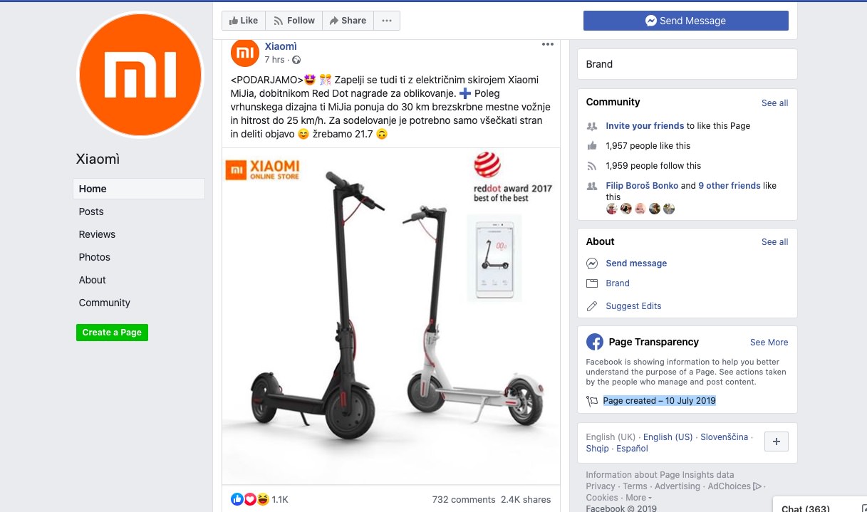 Nateg Xiaomi na Facebooku podarja elektricni skiro Xiaomi MiJia Nateg Xiaomi na Facebooku podarja elektricni skiro Xiaomi MiJia