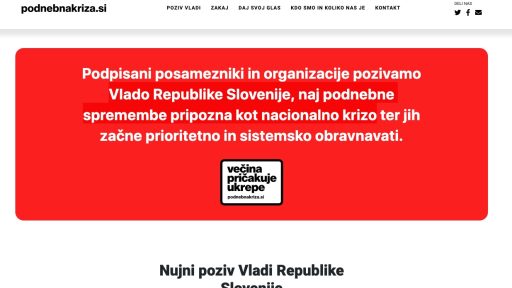 Podpisi tudi ti podnebnakriza.si Vlada RS naj podnebne spremembe pripozna kot nacionalno krizo