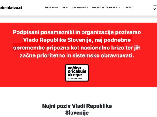 Podpisi tudi ti podnebnakriza.si Vlada RS naj podnebne spremembe pripozna kot nacionalno krizo