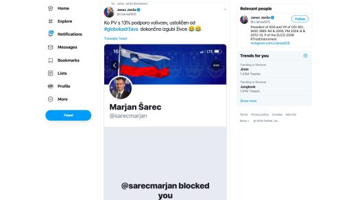 Marjan Sarec na Twitterju blokiral Janeza Janso kakšni so bili odzivi Janezov sledilcev