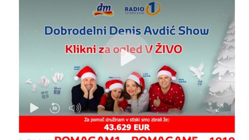 28 urni dobrodelni Denis Avdic Show Radia 1 poslji POMAGAM5 na 1919 Jana Morelj Anja Ramsak Denis Avdic Miha Dezelak