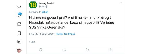 Jernej Pavlic generalni sekretar stranke SAB me na tviterju sprasuje A si ti na neki mehki drogi