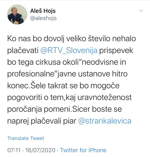 Hojs Drzavljanska nepokorscina neplacevanje RTv prispevka