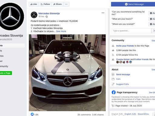 Mercedes Slovenija na facebooku ne podarja Mercedesa v vrednosti 75.000 evrov