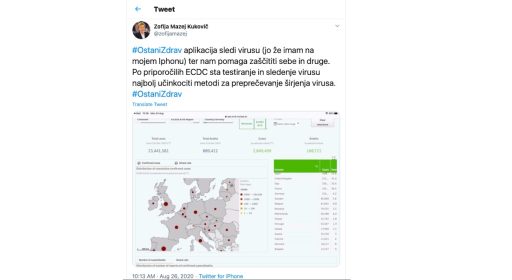 Zofija Mazej Kukovic se je zlagala da ima aplikacijo OstaniZdrav na iPhone telefonu