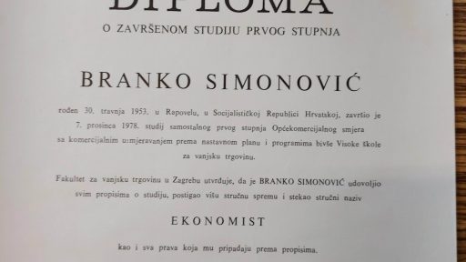 branko simonovic diploma
