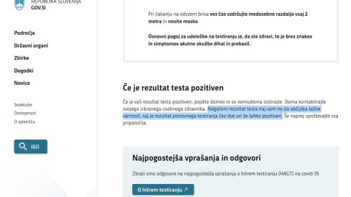 negativni rezultat testa