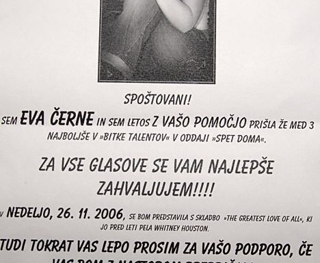 Eva Černe, ne bom glasoval zate! 1