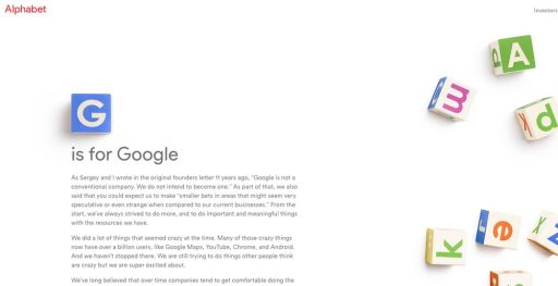 Alphabet / novo podjetje / Google