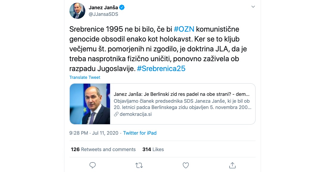Janez Jansa Srebrenica