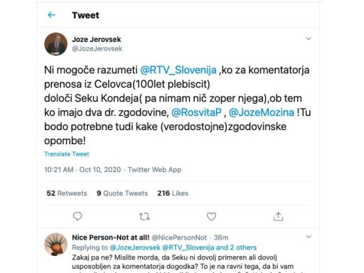 Joze Jerovsek rasist