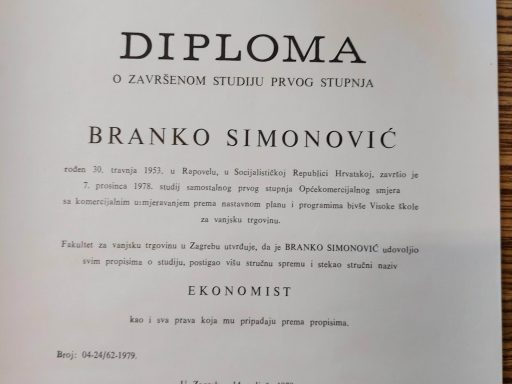branko simonovic diploma