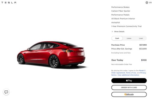 tesla 3 bitcoin