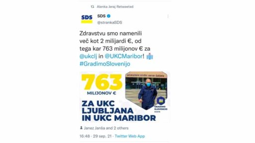 sds zdravstu namenila 2 milijardi