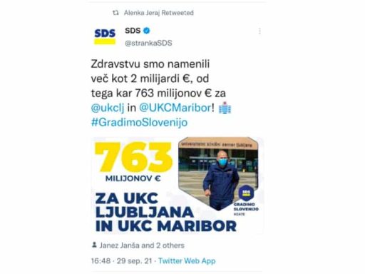 sds zdravstu namenila 2 milijardi