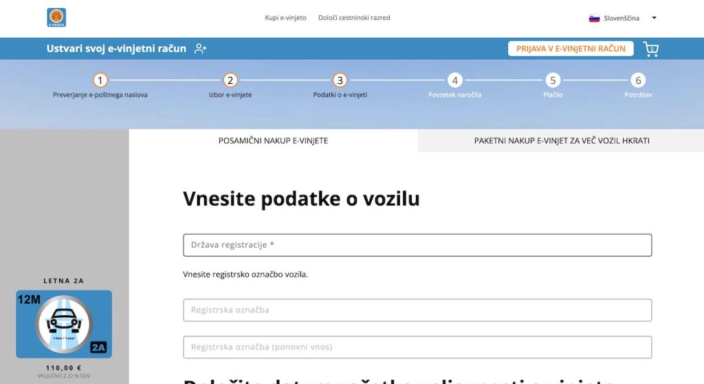 e vinjeta postopek nakupa 2