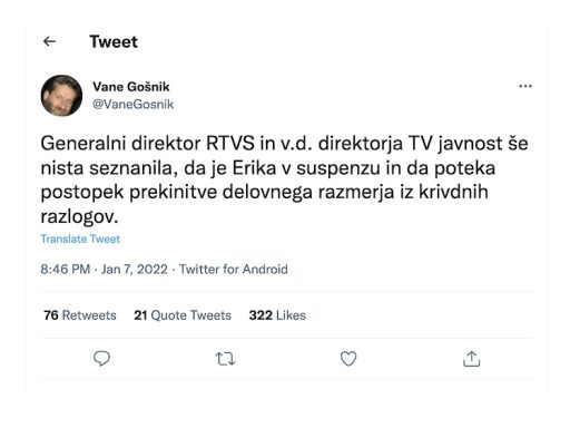 vane gosnik rtv tarca