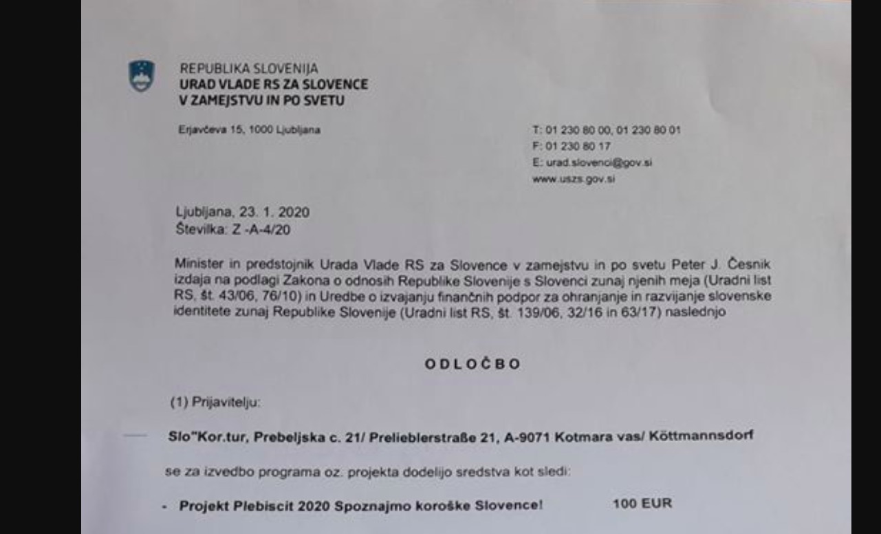 Urad Vlade RS za Slovence v zamejstvu in po svetu namenil 100 evrov za letni projekt Urad Vlade RS za Slovence v zamejstvu in po svetu namenil 100 evrov za letni projekt