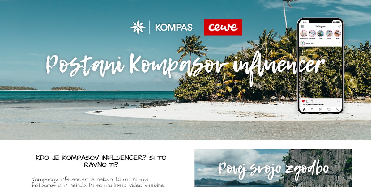 Postani Kompas influencer za eno Cewe foto knjigo in Kompasov bon za 50 evrov Postani Kompas influencer za eno Cewe foto knjigo in Kompasov bon za 50 evrov