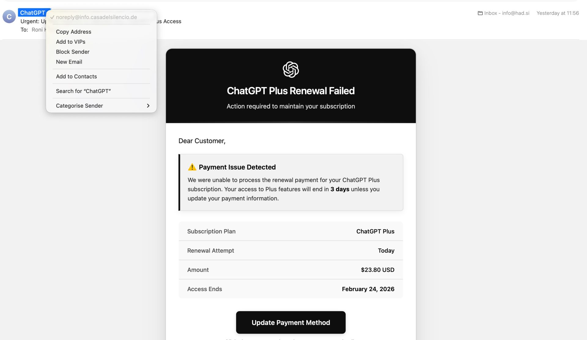 chat gpt renew scam